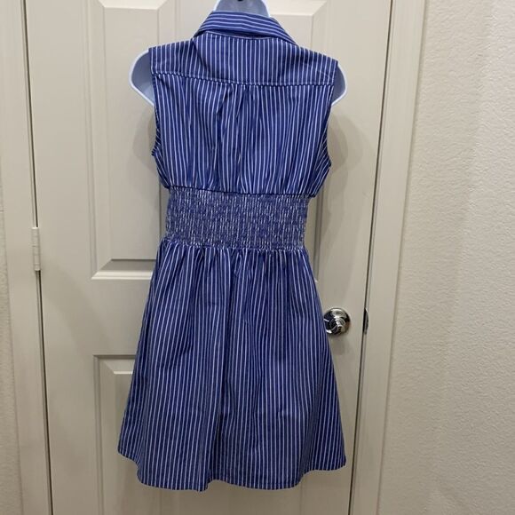 J Glee Petite Large Zippered Front Collar Short Sleeve 2 Pockets Slimming Stripe - Picture 7 of 12